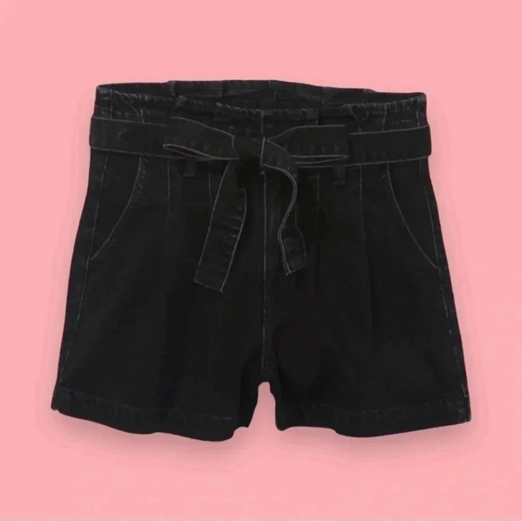 NWT AE Paperbag Denim Mom Short, high rise, Onyx Black, Size 0 - Picture 1 of 5